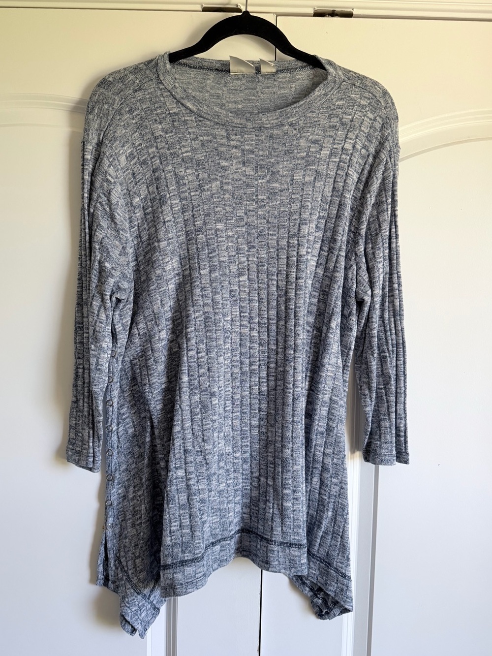 Women's Heather Grey Ribbed Long Sleeve Tunic